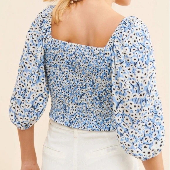 Hutch Floral Blue Puff Sleeve Top - Picture 2 of 6